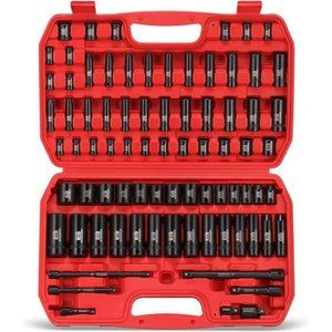 1/4"and 3/8" Drive Impact Socket Set,79-Pcs with Bit Adapter & Ratchet Handle